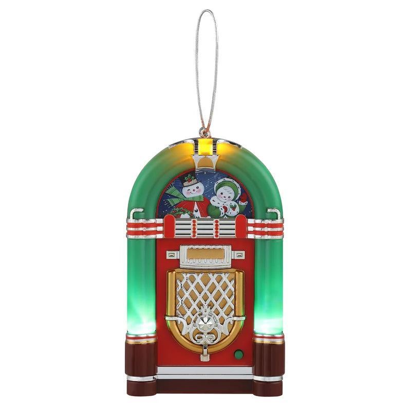 Mr. Christmas Miniature Retro Jukebox Ornament – LED Light & Music – 4.9"