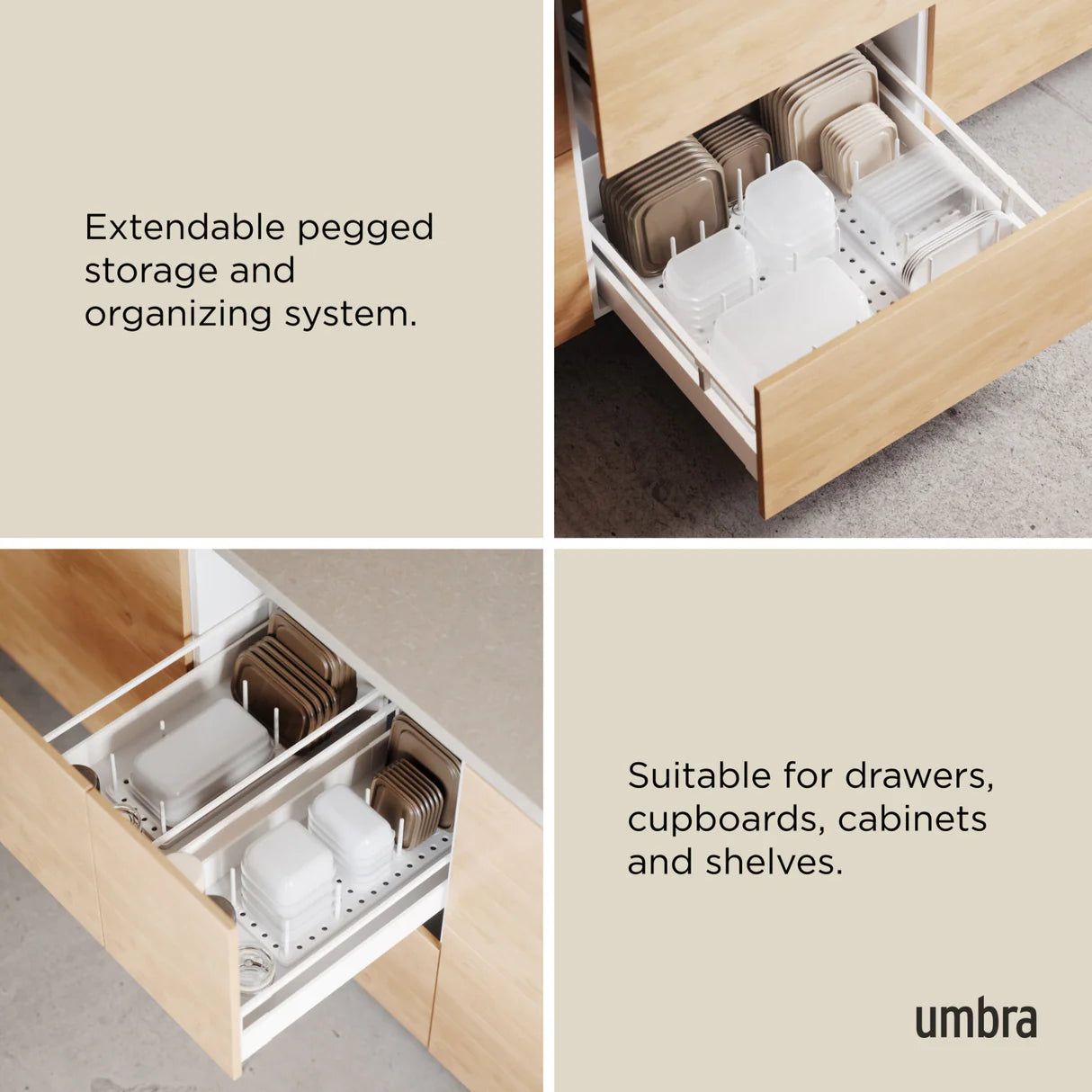 Umbra Peggy Drawer Organizers – White – Set of 2