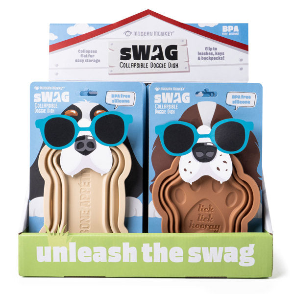 Modern Monkey sWAG Collapsible Doggie Dish – Assorted Styles – Each Sold Separately