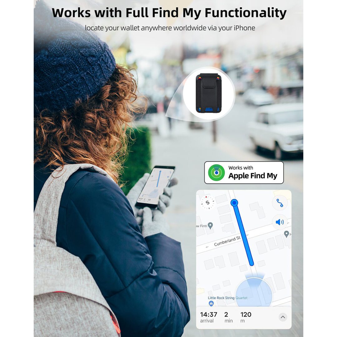 Phunkee Tree Leather Magnetic Wallet & Tracker – Black