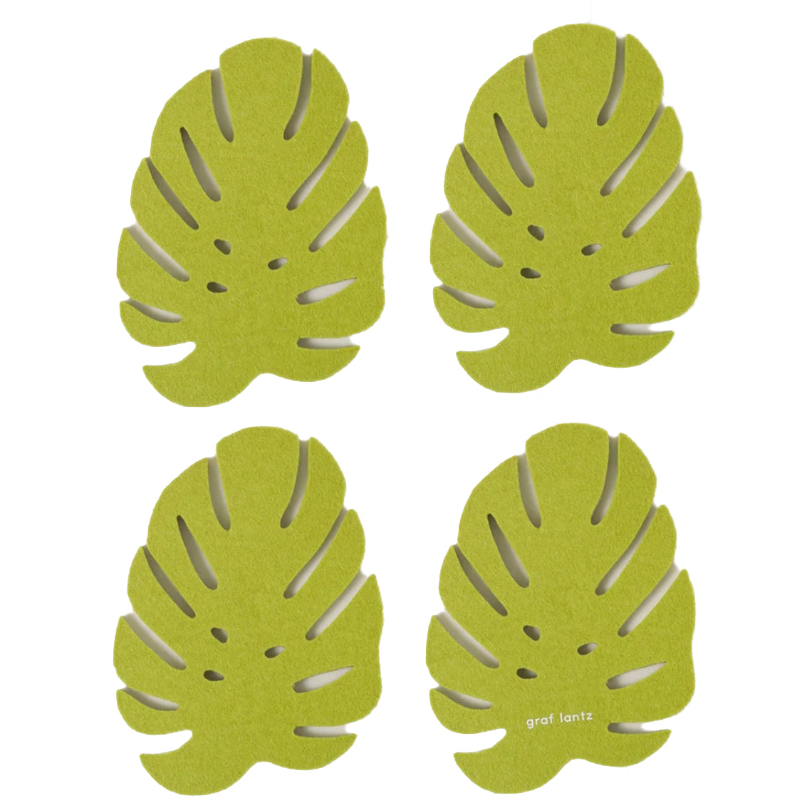 monstera leaf coaster Graf Lantz Merino Wool Monstera Leaf – Felt Coasters – Pistachio – 4pk