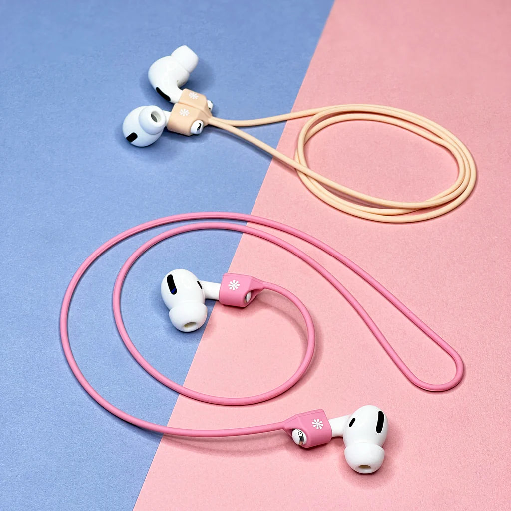 Tech Candy Pod Squad Set of 2 Earbud Tethers – Pink/Natural