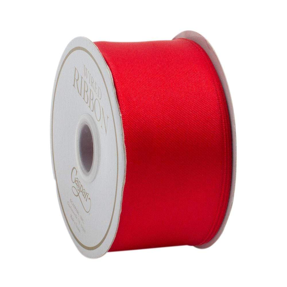 Caspari Red Satin Wired Ribbon – 1.5"w x 9 Yard Spool