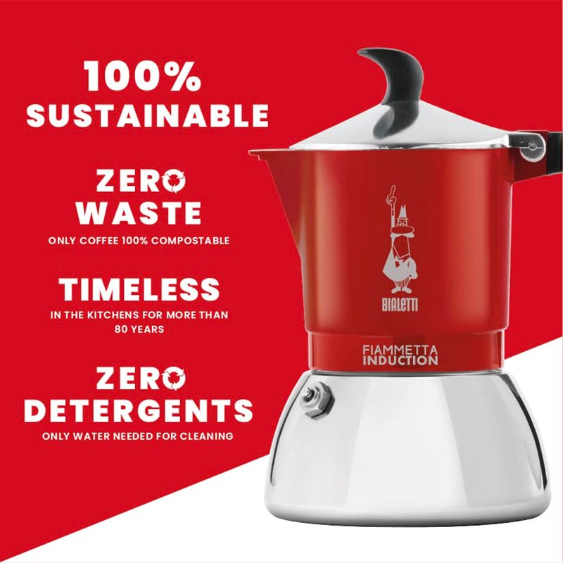 Bialetti Fiammetta Induction Coffee Maker – 4 Cups – Red