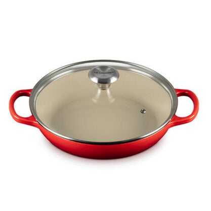 Le Creuset Signature Round Braiser with Glass Lid – 2.25qt. – Cerise