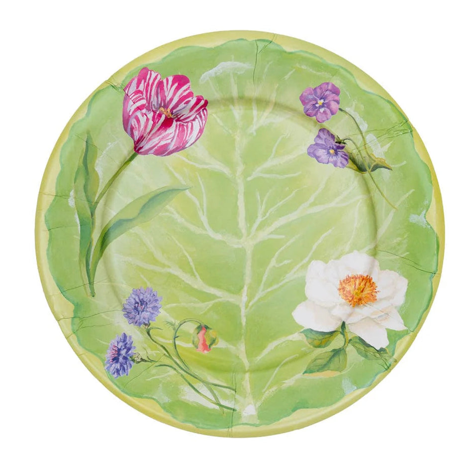 Caspari Square Paper Salad & Dessert Plates – Floral Majolica - 8pk