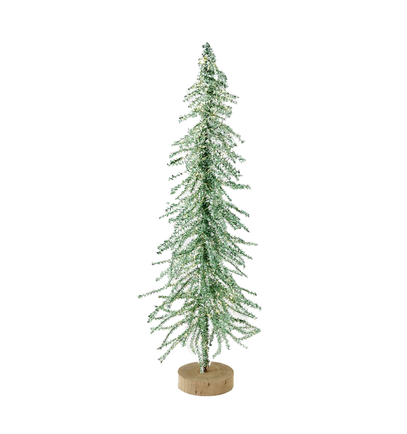 Tinsel Tree w/LED Lights & Adapter – Green – Small 20"