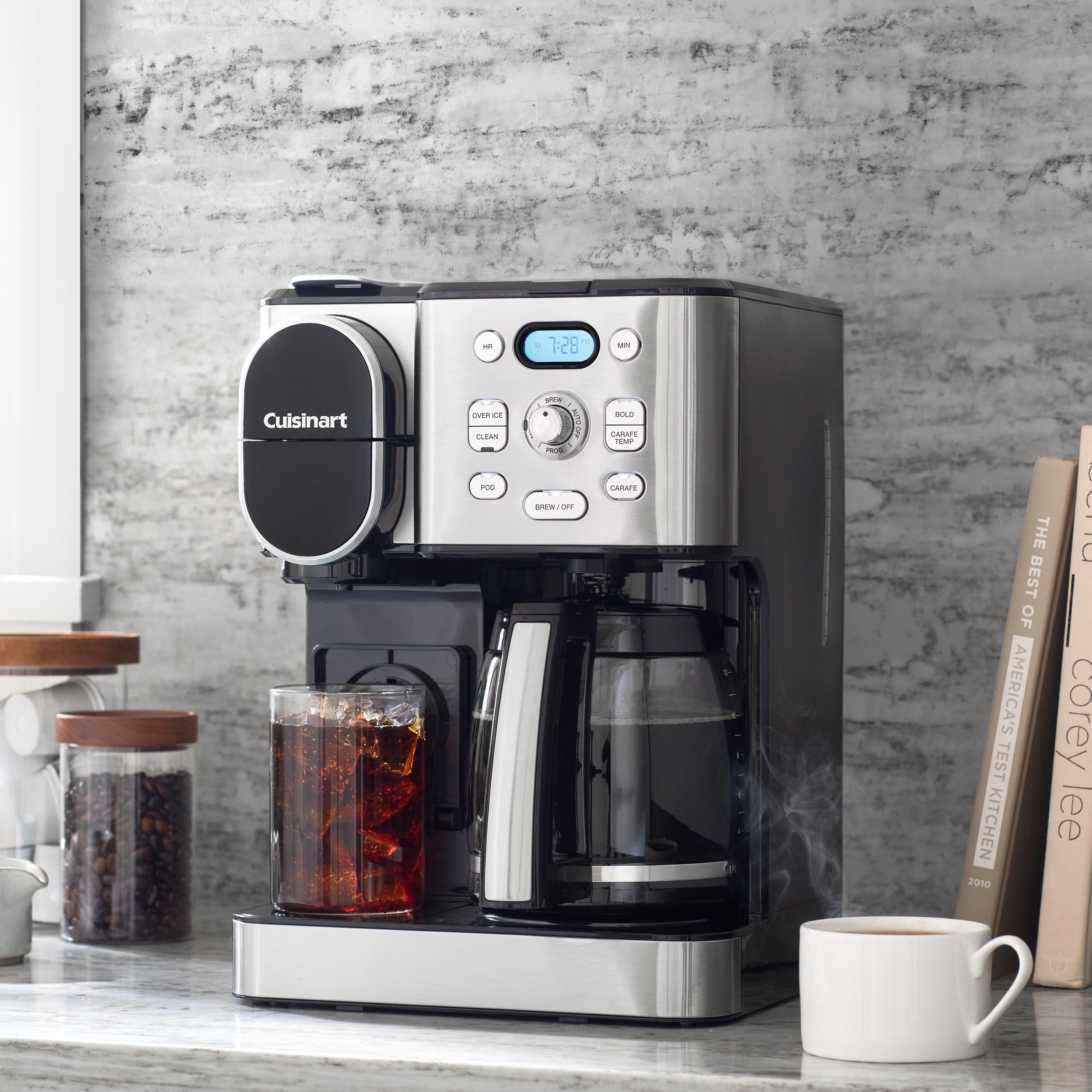 Cuisinart Stainless Coffee Center 2-IN-1 Drip and Pod Coffeemaker  – Single Cup to 12 Cup