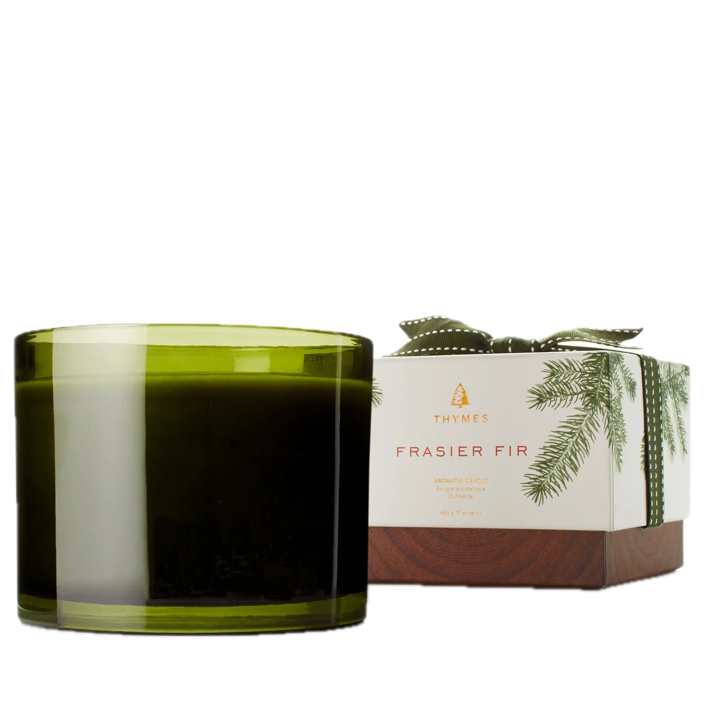 Thymes Frasier Fir Poured Candle – Green 3-Wick Candle – 17 oz