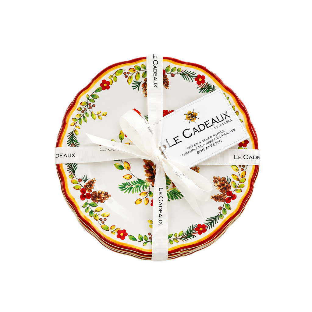 Le Cadeaux Melamine Christmas Appetizer Plate Set – Noelle – 6.5" – Set of 4