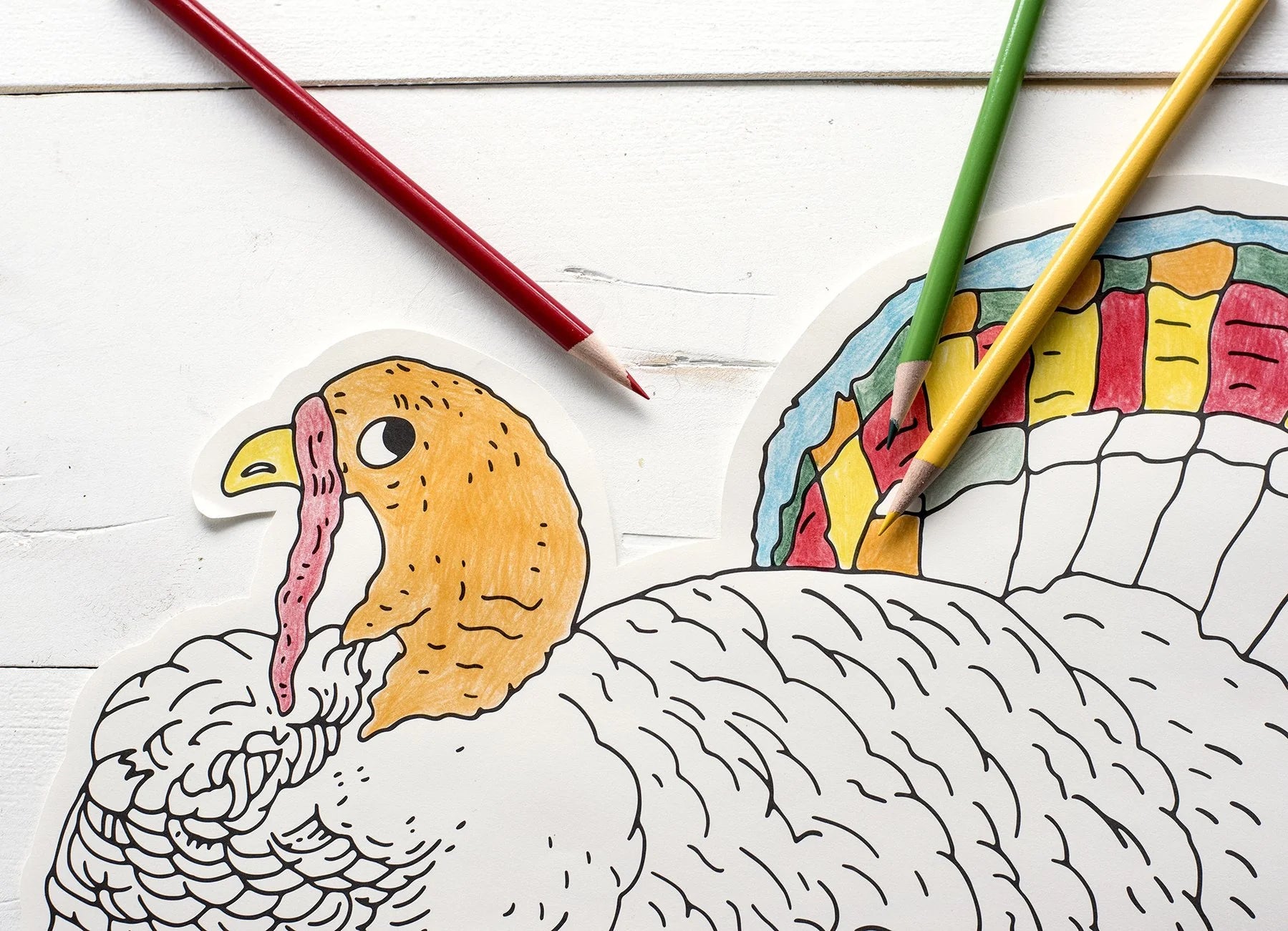 Hester & Cook Paper Placemats - Die-Cut Coloring Turkey Placemat – Pack of 12