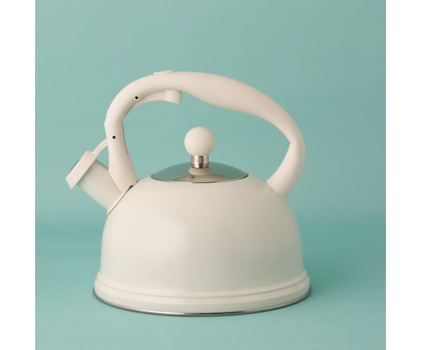 Typhoon Otto Stovetop Whistling Kettle – 1Qt. - Gloss Cream/ Silver Lid
