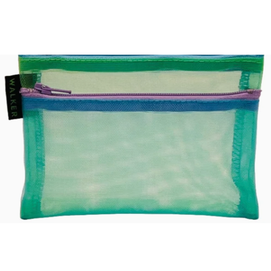 Walker Bags Color Mesh Double Zip Case – Water – 3.5" x 5"