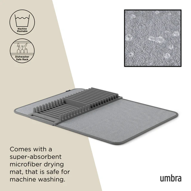 Umbra UDry Dish Drying Rack with Mat – Charcoal
