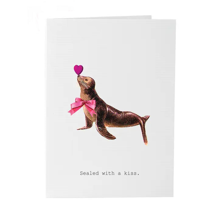 Sealed With A Kiss Glitter Greeting Card – 3.5" x 5"