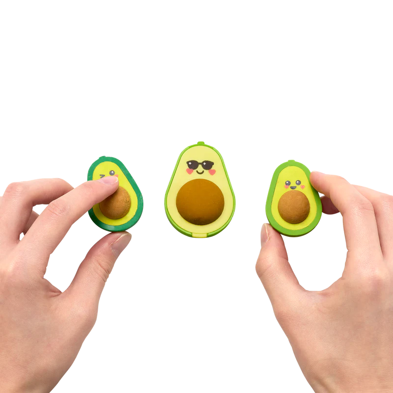 Avocado Love – 2 Erasers + 1 Sharpener Set