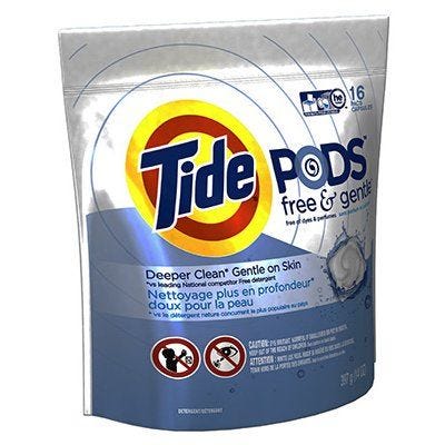 Tide HE Laundry Detergent Pods – Free & Gentle – 16 Count