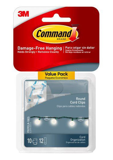 3M Large Cord Clips with Command Adhesive, 2 cord clips, 3 medium strips