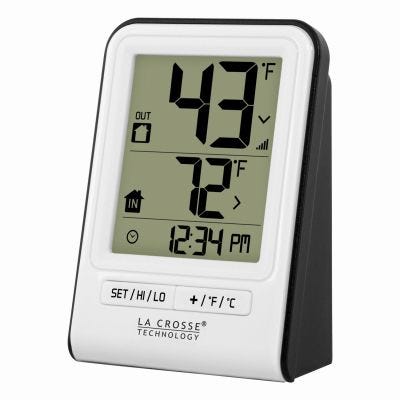 Wireless Digital Indoor/Outdoor Thermometer – White