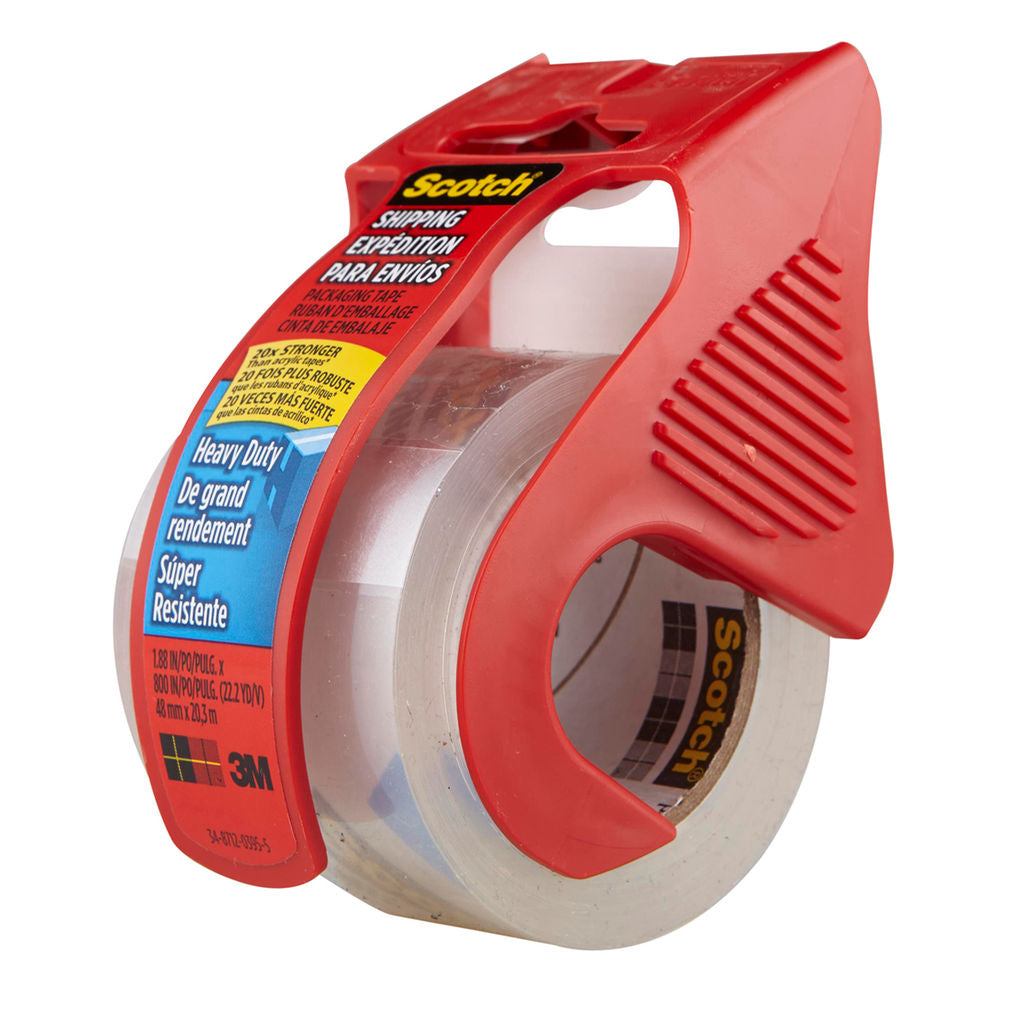Scotch Heavy Duty Shipping Tape and Moving Packing Tape, Clear, Packing and Moving Supplies, 1.88 in. x 27.7 yd., 1 Tape Roll with Dispenser Scotch Heavy Duty Shipping Tape and Moving Packing Tape, Clear, Packing and Moving Supplies, 1.88 in. x 27.7 yd., 1 Tape Roll with Dispenser