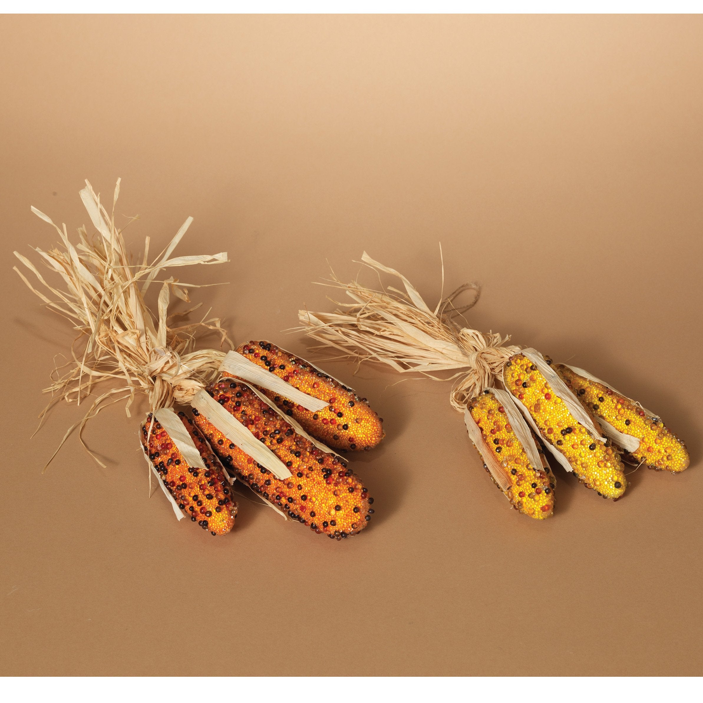 Fall Decor Beaded Corn Bundle with Husks 12" H – Assorted