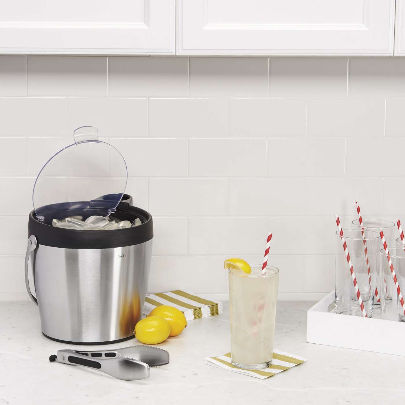 OXO Steel Ice Bucket & Tong Set