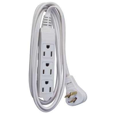 Flat Plug Extension Cord – 6' White