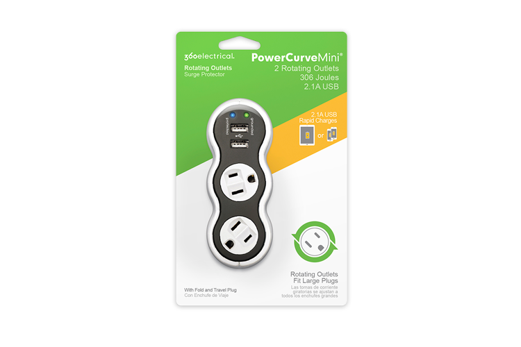 PowerCurve Mini Rotating Outlets Surge Protector