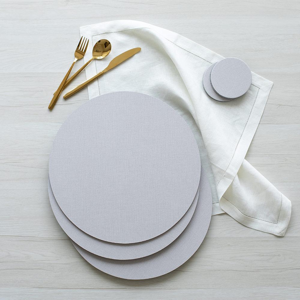 Canvas Felt-Backed Round Placemat – Linen
