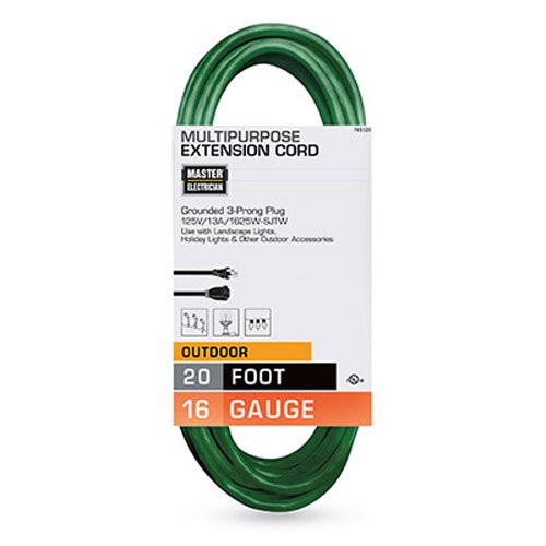 Multi Purpose Indoor/Outdoor Extension Cord - Green - 20'