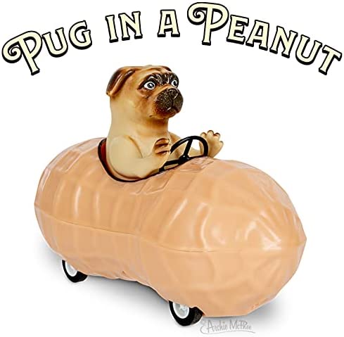 Juguete de Coche de Perro Pug en Cacahuete con Función de Retracción