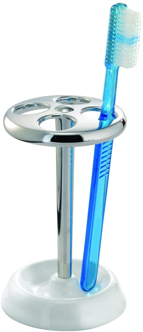 York Toothbrush Holder in White/Chrome