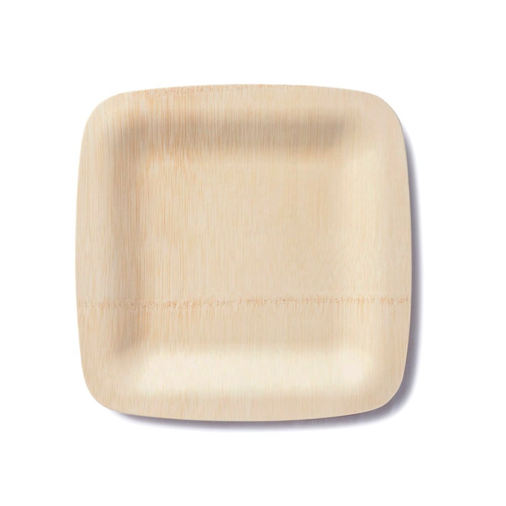 Bambu 7" Square Veneerware Bamboo Disposable Plates - Set of 8