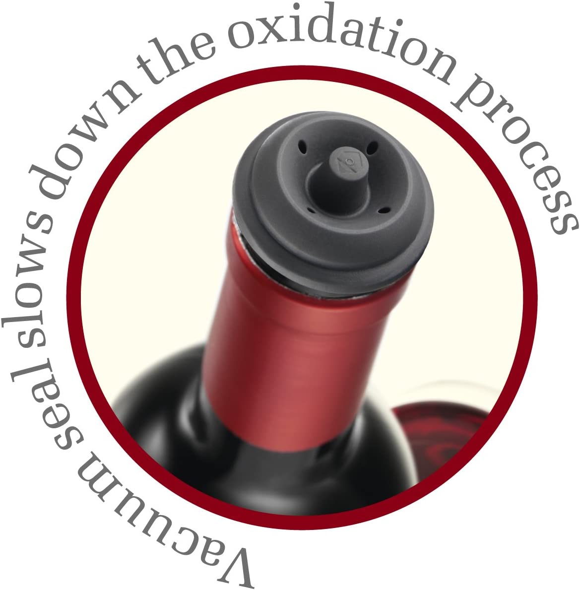 Vacu Vin Wine Saver Vacuum Stoppers – Set of 2 – Grey