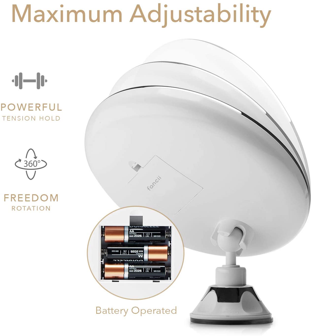 Maya Lighted 7x Magnifying Mirror with Suction Mount