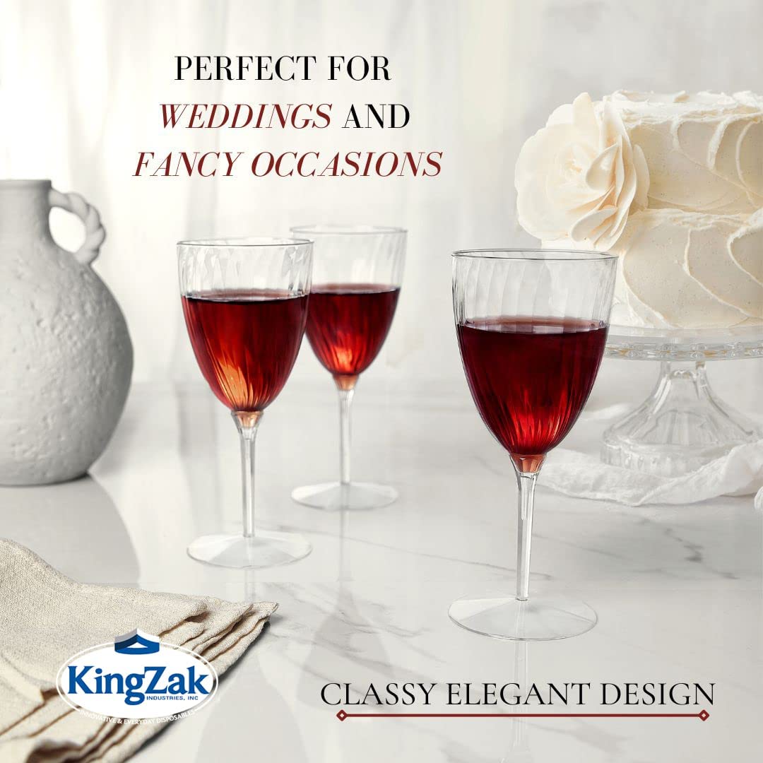 Wine Goblet Plastic Disposable Glasses – 8 oz – 8 Count