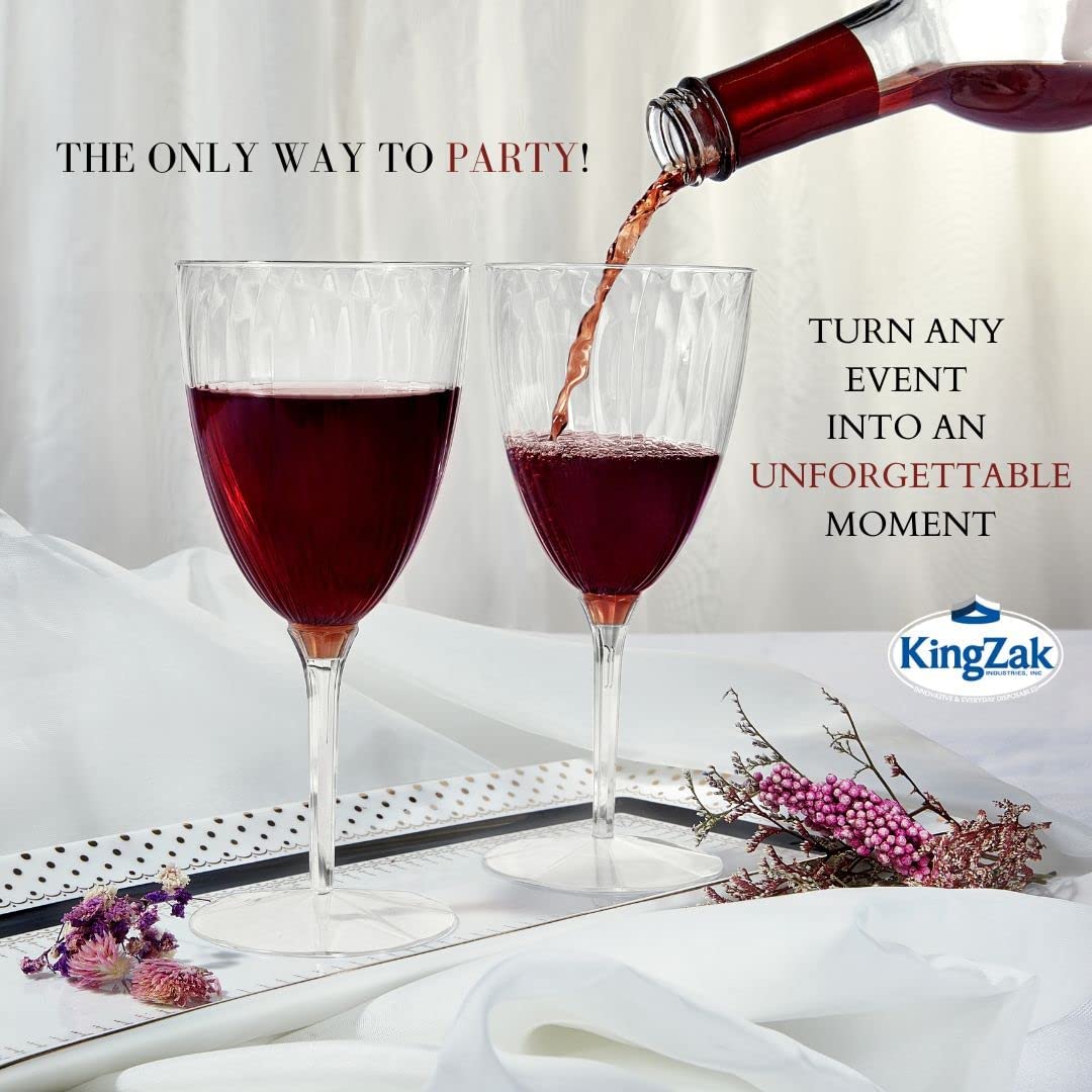 Wine Goblet Plastic Disposable Glasses – 8 oz – 8 Count