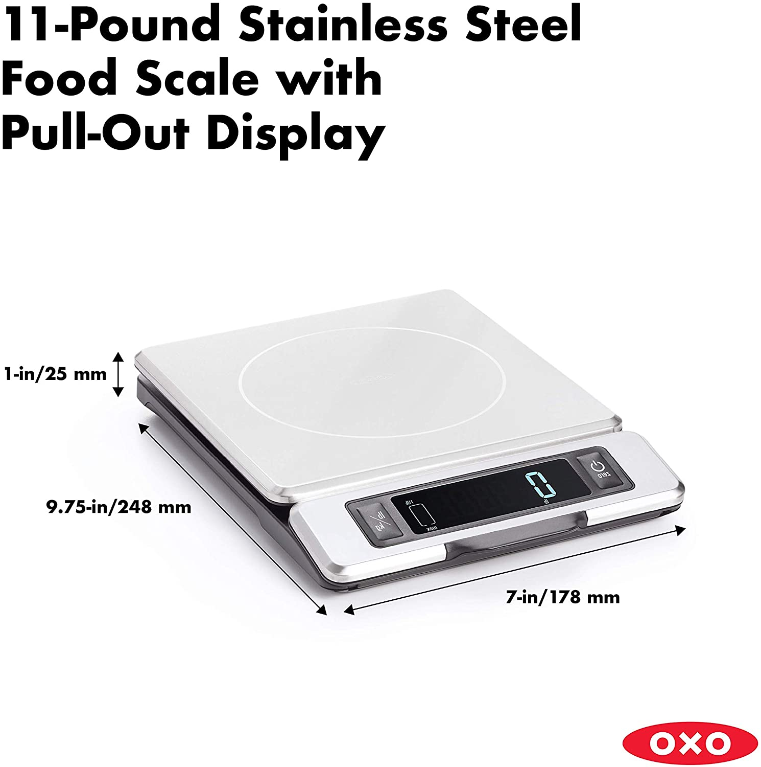 OXO Good Grips 11-Pound Stainless Steel Food Scale with Pull-Out Display