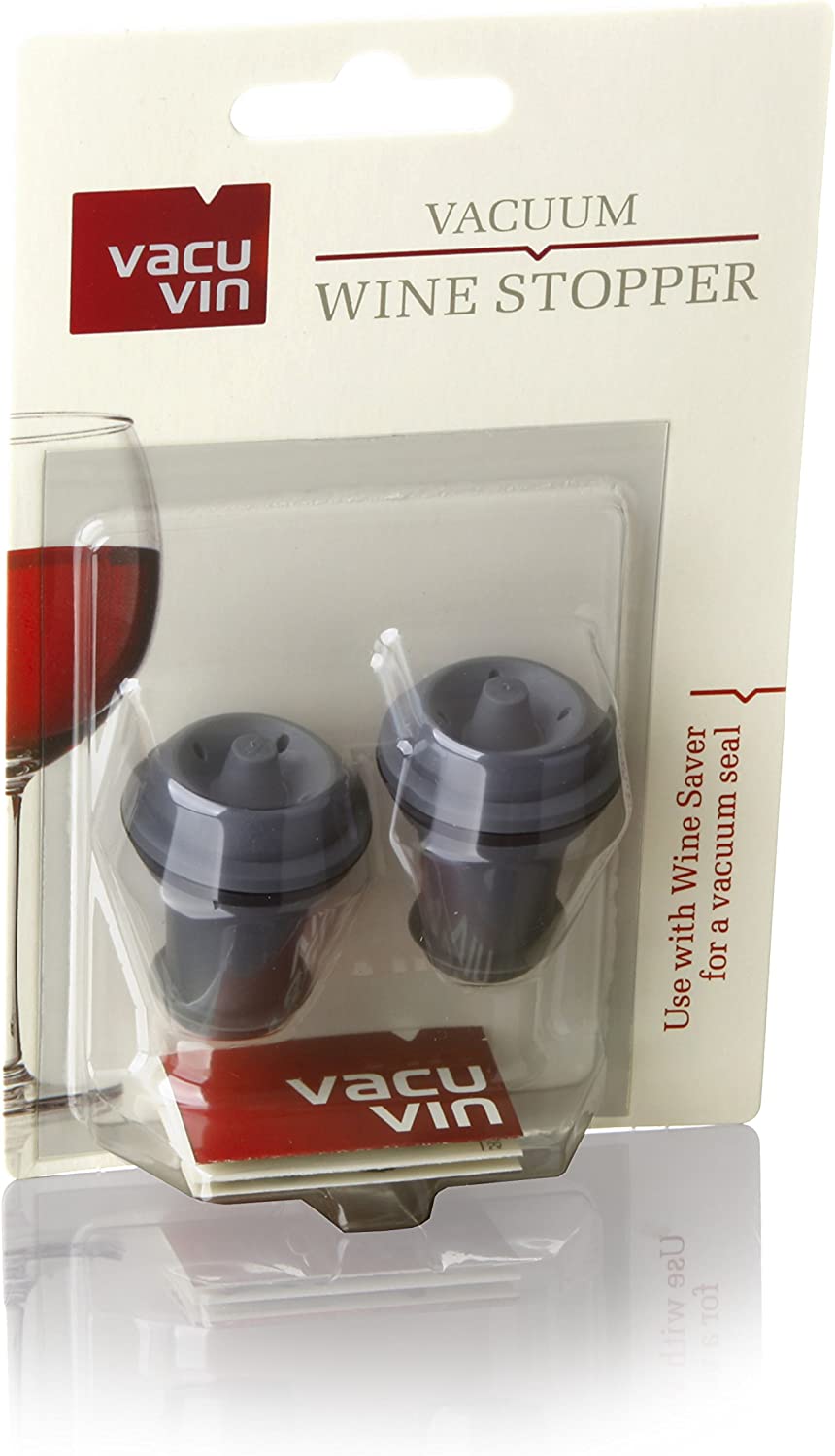 Vacu Vin Wine Saver Vacuum Stoppers – Set of 2 – Grey