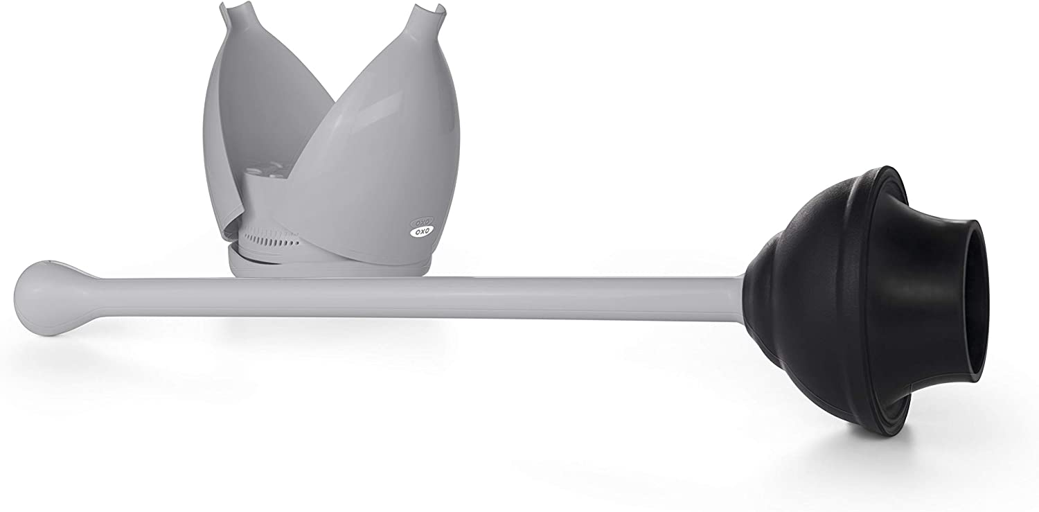 OXO Good Grips Toilet Plunger with Holder - Gray