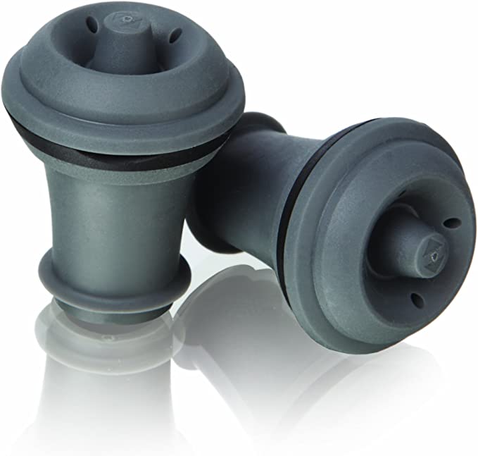 Vacu Vin Wine Saver Vacuum Stoppers – Set of 2 – Grey