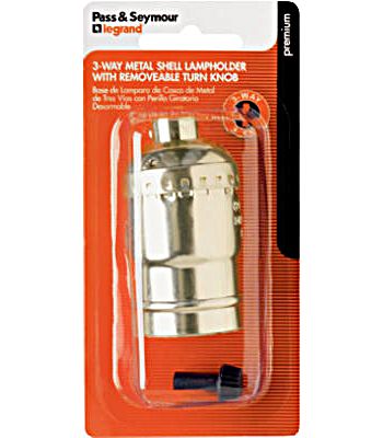 Metal Shell 3-Way Incandescent Socket – Brass Finish – 250 Volt – 250 Watt