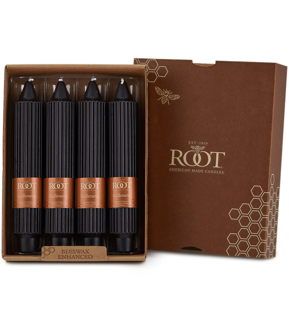 Root Grecian Collenette Candle – Black – 7" – Box of 4