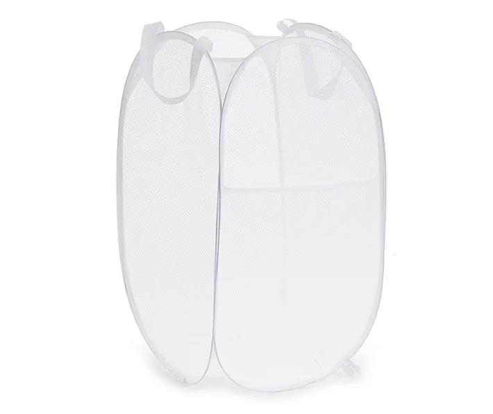 Pop-Up Laundry Sorter with Pocket – White