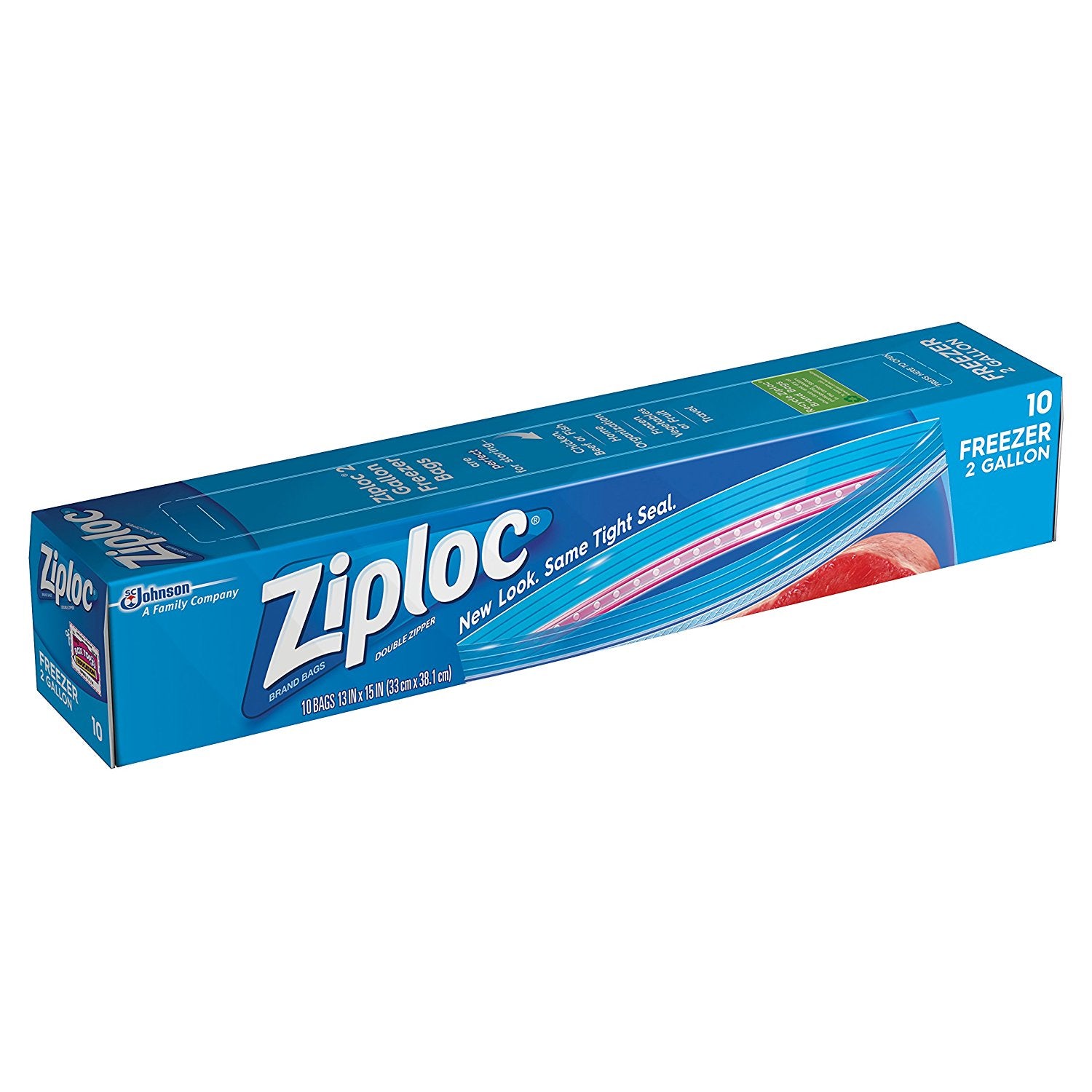 Ziploc Freezer Bags 2 Gallon, 10 Count