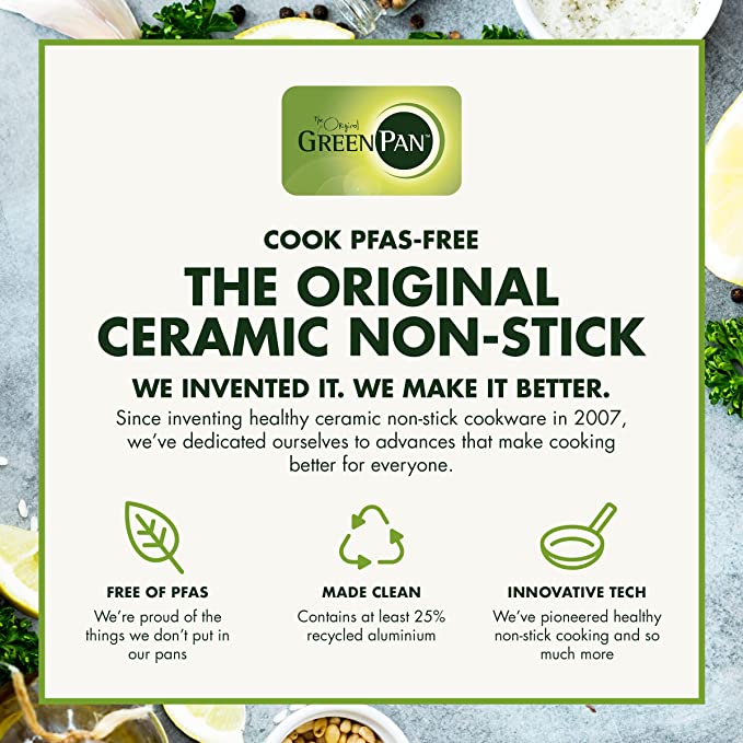 GreenPan Tri-Ply Stainless Steel Healthy Ceramic Nonstick Chef Saute Pan – 3QT