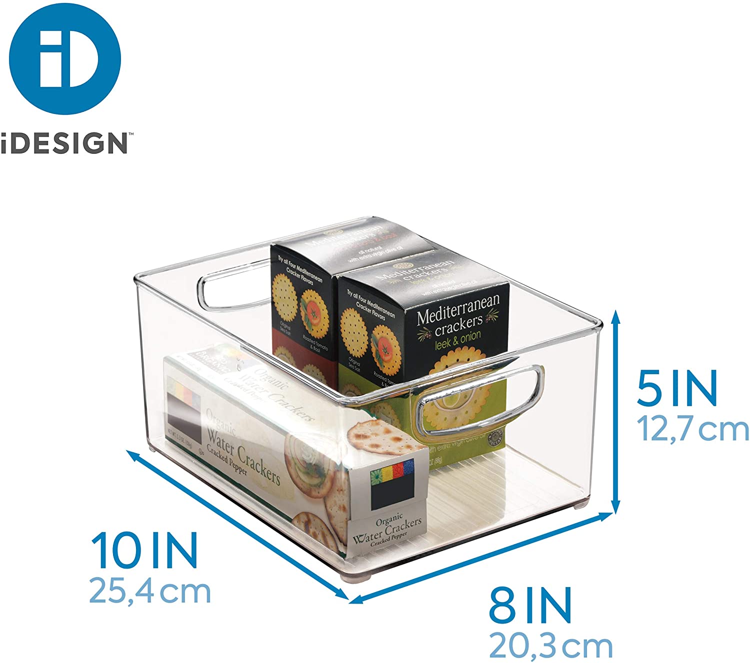 iDesign Plastic Storage Bin with Handles – 10" x 8" x 5"