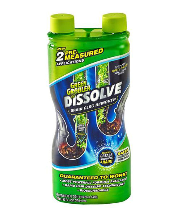 Green Gobbler Drain Clog Dissolver, 31oz Dual Chamber Bottle - Win