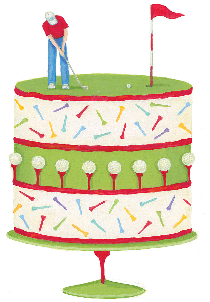 Caspari – Tee It Up Birthday Card – 1 Card & 1 Envelope