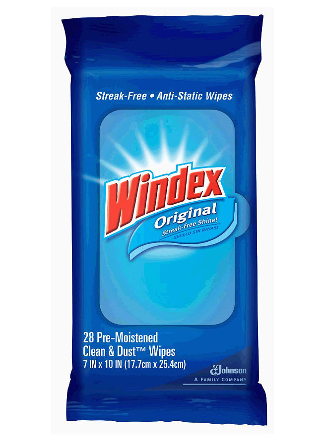 Windex® Original Glass Cleaner Wipes - Wipe - Pouch - 1 Each - Mills
